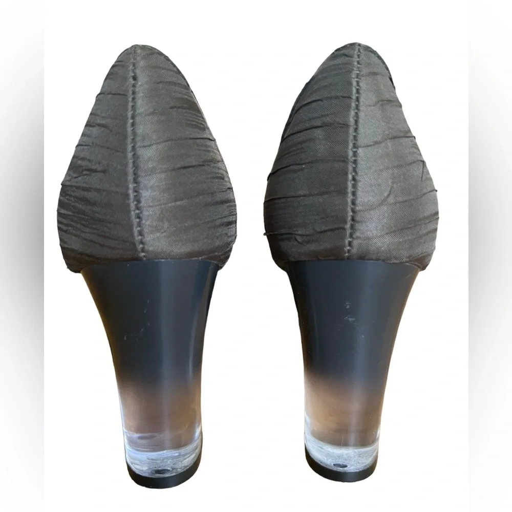Simply Vera Vera‎ Wang Joyful Charcoal Pumps Acrylic Heel Mesh Bow Size 7.5